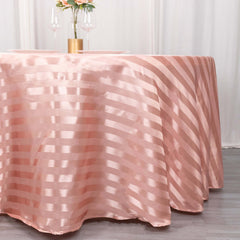 Satin Striped 120" Round Tablecloth Dusty Rose Satin Stripe - Silky Smooth Seamless Table Cover
