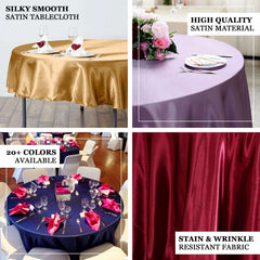 90" Navy Blue Satin Round Tablecloth