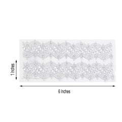 2 Pack Silver Floral Trim Rhinestone Stickers, Self Adhesive Diamond Craft Gem Stickers