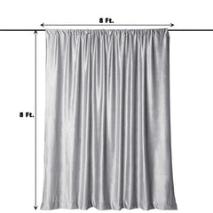 8ftx8ft Silver Premium Smooth Velvet Event Curtain Drapes, Privacy Backdrop Event Panel with Rod Pocket