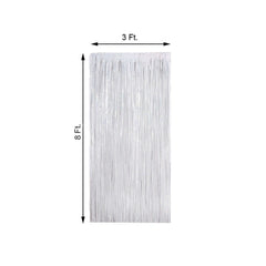 8ft Iridescent Metallic Tinsel Foil Fringe Doorway Curtain Party Backdrop