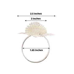 4 Pack 2" Elegant Silver Metal Floral Serviette Napkin Rings, Daisy Flower Buckle Napkin Holders