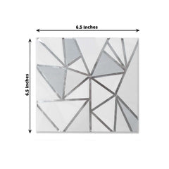 20-Pack Paper Party Napkins with Geometric Silver Foil Print - 2 Ply Soft Disposable Beverage Napkins for Weddings 6.5"x6.5"
