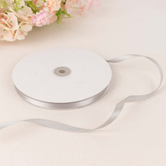 100 Yards 3 8" Silver Single Face Decorative Satin Ribbon