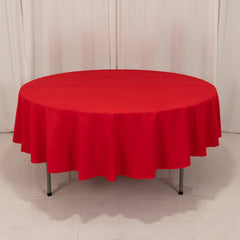 Cotton Blend 90" Round Tablecloth Red - Wrinkle-Resistant Table Cover
