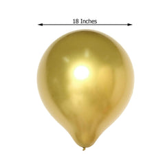 5 Pack 18" Metallic Chrome Gold Latex Helium or Air Party Balloons