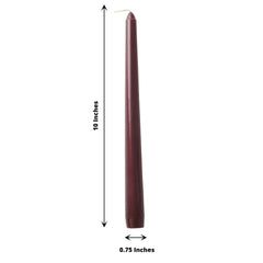 12-Pack Taper Candles Premium Wax Design Burgundy - Unscented Candles for Upscale Settings 10"