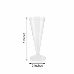 12-Pack Plastic Champagne Flutes Trumpet Clear - Durable Disposable Toasting Glasses 7oz