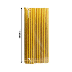 50-Pack Paper Drinking Straws Metallic Gold Foil Food Grade - Disposable Biodegradable Straws for Events 8"
