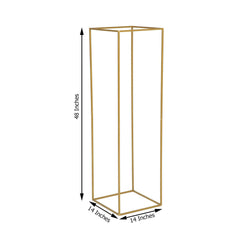 2-Pack Wedding Flower Stand Gold Metal Geometric Column Frame Rectangular - Versatile Floral Pedestal for Upscale Arrangements 48"