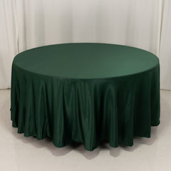 Lamour Satin 108" Round Tablecloth Hunter Emerald - Durable & Silk-Like Table Cover
