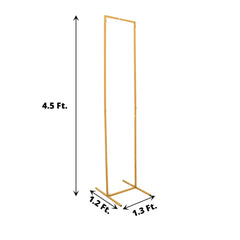 4.5ft Slim Gold Metal Frame Wedding Arch, Rectangular Backdrop Stand, Floral Display Frame