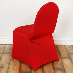 Spandex Chair Cover for Banquet Chairs Red - Stretch 160GSM Fabric with Slip-On Slipcover