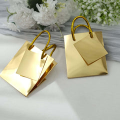 12 Pack 5" Shiny Metallic Gold Foil Paper Party Favor Bags With Handles, Small Gift Wrap Goodie Bags