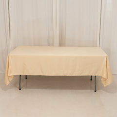 Lamour Satin 60"x102" Rectangle Tablecloth Beige - Durable & Silky Soft Feel Table Cover