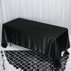 Satin Rectangular 72"x120" Tablecloth Black - Smooth & Easy to Maintain Table Cover