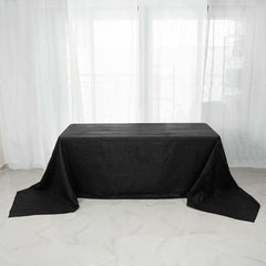 Taffeta 90"x156" Rectangle Tablecloth Black - Accordion Crinkle Seamless Table Cover