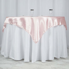 Satin 60"x60" Table Overlay Square Tablecloth Blush - Smooth Silky Touch Table Cover