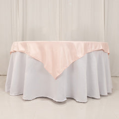 Lamour Satin 54"x54" Table Overlay Square Tablecloth Blush - Durable & Silk-Like Table Cover