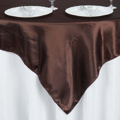 Satin 60"x60" Table Overlay Square Tablecloth Chocolate - Smooth Silky Touch Table Cover