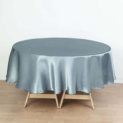 90" Dusty Blue Satin Round Tablecloth