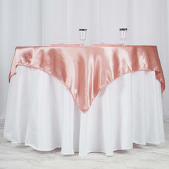 Satin 60"x60" Table Overlay Square Tablecloth Dusty Rose - Smooth Silky Touch Table Cover