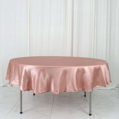 Satin 90" Round Tablecloth Dusty Rose - Smooth and Lustrous Table Cover