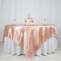 Satin 90"x90" Table Overlay Square Tablecloth Dusty Rose - Smooth Finish Table Topper
