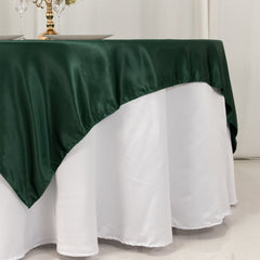 Lamour Satin 72"x72" Table Overlay Square Tablecloth Hunter Emerald Green - Smooth Finish Table Topper