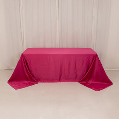 Lamour Satin 90"x132" Rectangle Tablecloth Fuchsia - Soft & Silk-Like Seamless Table Cover