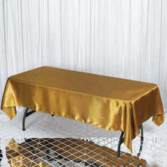 Satin Rectangular 60"x102" Tablecloth Gold - Smooth and Lustrous Finish for Weddings and Parties