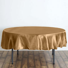 Satin 90" Round Tablecloth Gold - Smooth and Lustrous Table Cover