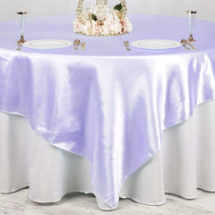Satin 90"x90" Table Overlay Square Tablecloth Lavender Lilac - Smooth Finish Table Topper