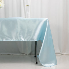 Satin Rectangular 60"x126" Tablecloth Light Blue - Smooth and Lustrous Table Cover