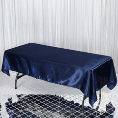 Satin Rectangular 60"x102" Tablecloth Navy Blue - Smooth and Lustrous Table Cover