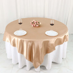 Satin 72"x72" Table Overlay Square Tablecloth Nude - Smooth Finish Table Cover