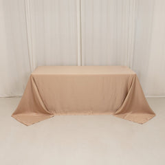 Lamour Satin 90"x132" Rectangle Tablecloth Nude - Soft & Silk-Like Seamless Table Cover