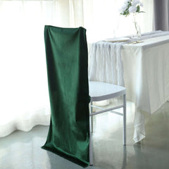 Velvet Chair Back Slipcover for Chiavari Chairs Hunter Emerald Green - Soft and Smooth Solid Chair Back Cover Cap