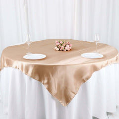 Satin 60"x60" Table Overlay Square Tablecloth Nude - Smooth Silky Touch Table Cover