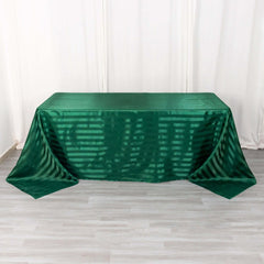 Satin Striped 90"x132" Rectangular Tablecloth Hunter Emerald Green Satin Stripe - Seamless Silky Smooth Table Cover