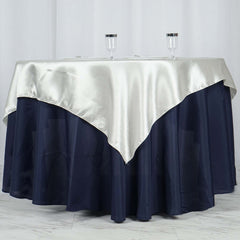 Satin 60"x60" Table Overlay Square Tablecloth Ivory - Smooth Silky Touch Table Cover