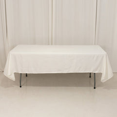Lamour Satin 60"x102" Rectangle Tablecloth Ivory - Durable & Silky Soft Feel Table Cover