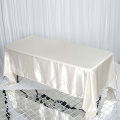 Satin Rectangular 72"x120" Tablecloth Ivory - Smooth & Easy to Maintain Table Cover