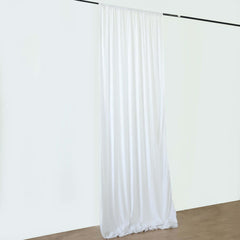White Scuba Polyester Ceiling Drape Backdrop Curtain Panel, Commercial Grade Fire Retardant Wrinkle Free Draping Fabric With Rod Pockets - 5ftx20ft