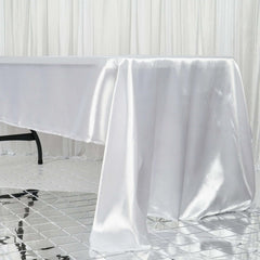 Satin Rectangular 60"x126" Tablecloth White - Smooth and Lustrous Finish for Weddings and Parties