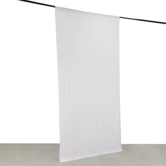 White 4-Way Stretch Spandex Event Curtain Drapes, Wrinkle Free Backdrop Event Panel with Rod Pockets - 5ftx10ft