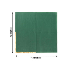 50-Pack Paper Beverage Napkins with Gold Foil Edge Hunter Emerald Green - Disposable 2 Ply Cocktail Napkins for Events 6.5"x6.5"