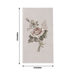 20-Pack Paper Dinner Napkins Ivory with Vintage Pink Rose Print 2 Ply - Stylish Boho Napkins for Events