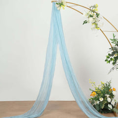 20ft Light Blue Gauze Cheesecloth Fabric Wedding Arch Drapery, Window Scarf Valance, Boho Decor Arbor Curtain Panel
