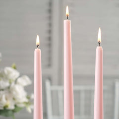 12-Pack Taper Candles Premium Wax Design Blush - Unscented Candles for Upscale Settings 10"